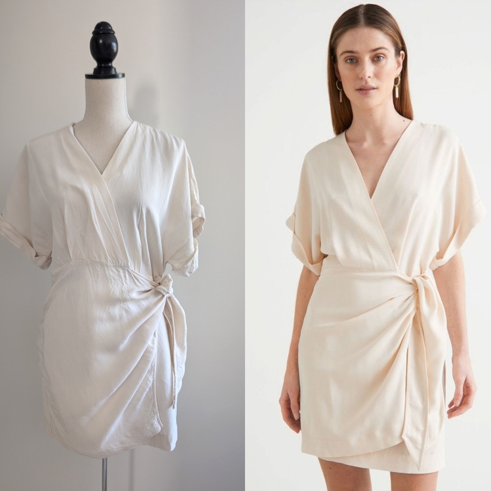 Like New & Other Stories Wrap Dress In Ivory Sz S
